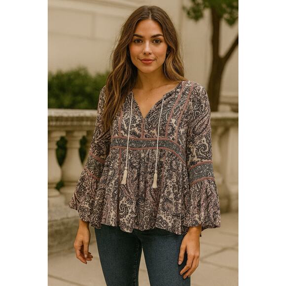 American Eagle Women's Top Lg Flowy Beachy Romantic Boho Festival Peasant Hippie - Picture 1 of 14